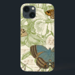 蝶オンシート音楽フローラデザイン iPhone 13ケース<br><div class="desc">緑のフローラデザインと楽譜がVision Studioの蝶の3つの背景となっている。蝶フランスのの言葉パピヨンもピースの底に飾られている。あなたもしは蝶、自然の強い愛を持っている、または美しいと自分自身を取り囲むように同様に、これはプリントはあなたのための！</div>