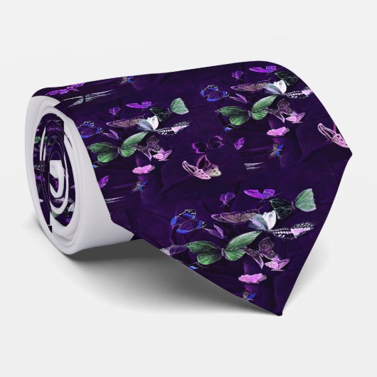 蝶オンパープル ネクタイ (ロール)
