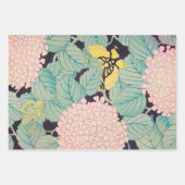 蝶オンピンクアジサイヴィンテージ日本の ラッピングペーパーシート (正面2)