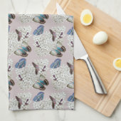 蝶オンラベンダーヴィンテージ キッチンタオル (四つ折り)