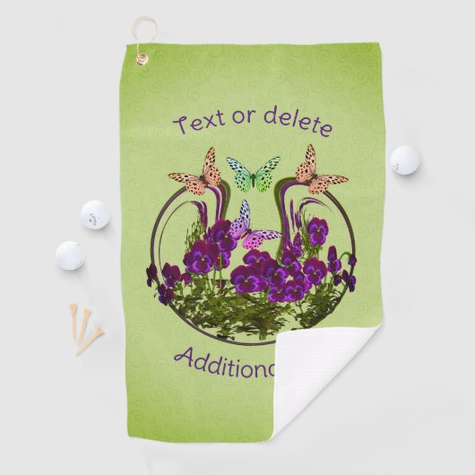 蝶オン抽象芸術フラワーアートパーソナライズされた ゴルフタオル (インサイチュ)