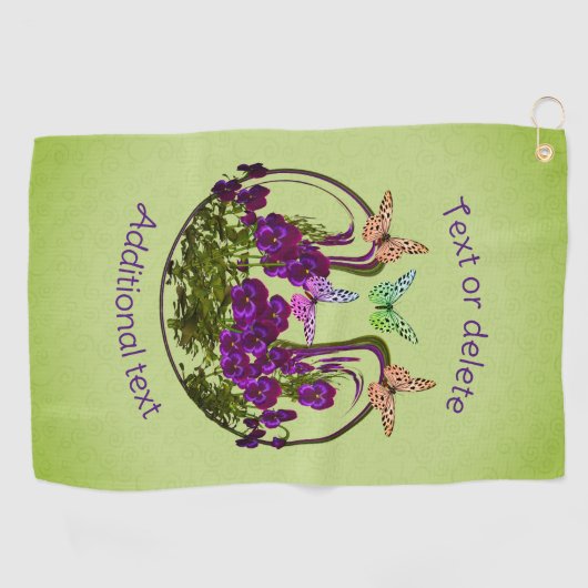 蝶オン抽象芸術フラワーアートパーソナライズされた ゴルフタオル (横)