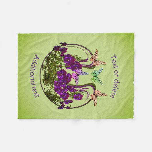 蝶オン抽象芸術フラワーアートパーソナライズされた フリースブランケット (正面(横))