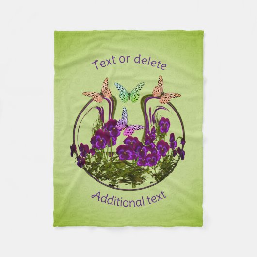 蝶オン抽象芸術フラワーアートパーソナライズされた フリースブランケット (正面)