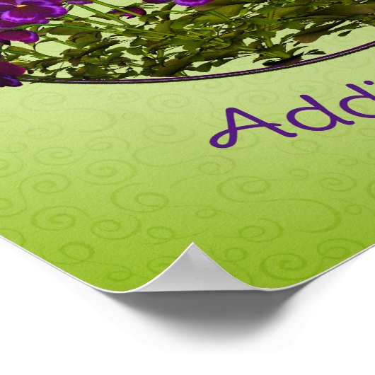 蝶オン抽象芸術フラワーアートパーソナライズされた ポスター (角)