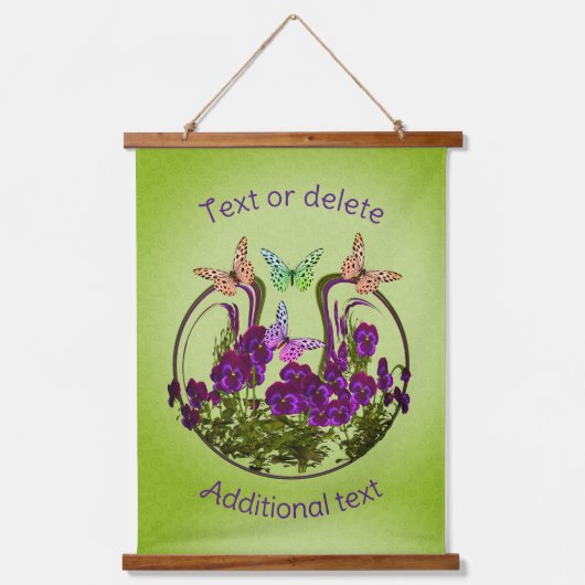 蝶オン抽象芸術フラワーアートパーソナライズされた 吊り下げ型タペストリー (正面)