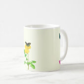 蝶オン淡い色のイエローマグ コーヒーマグカップ (正面右)