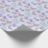 蝶オン白熱［赤熱］光を放つ抽象芸術ブルー誕生日 ラッピングペーパー (角)