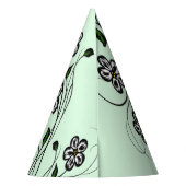 蝶オン緑の花誕生日付き/名前 パーティーハット (裏面)