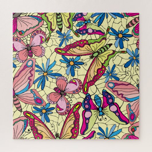 蝶オーバーフラワーメドービュー ジグソーパズル (縦)