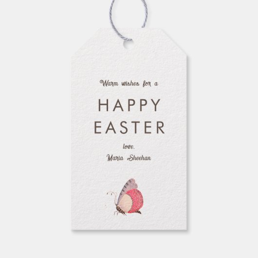 蝶カスタマイズかわいらし可能なイースターギフトラベル ギフトタグ (裏面)