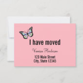 蝶カスタムなピンクの移動発表 案内状 (正面)