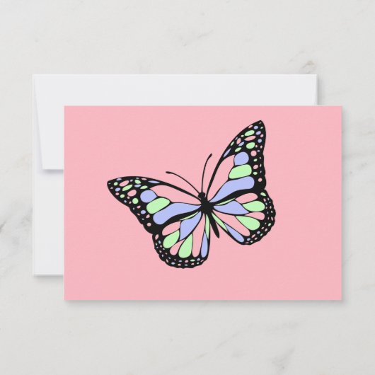 蝶カスタムなピンクの移動発表 案内状 (裏面)