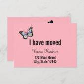 蝶カスタムなピンクの移動発表 案内状 (正面/裏面)