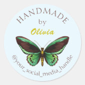 蝶カスタムイラストレーション付き手作りラベル ラウンドシール (正面)