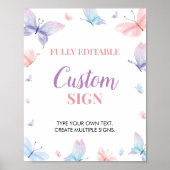 蝶カスタムパーティーお洒落標識 ポスター (正面)