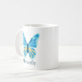 蝶カスタム色グラフィックパーソナライズされた名 コーヒーマグカップ (正面左)