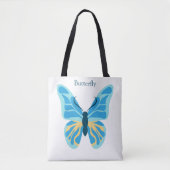 蝶カスタム色グラフィックパーソナライズされた名 トートバッグ (正面)