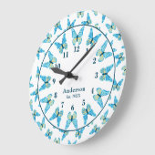 蝶カスタム色 ラージ壁時計 (傾斜)