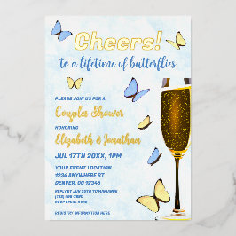 蝶カップルの生涯の応援シャワー 箔招待状