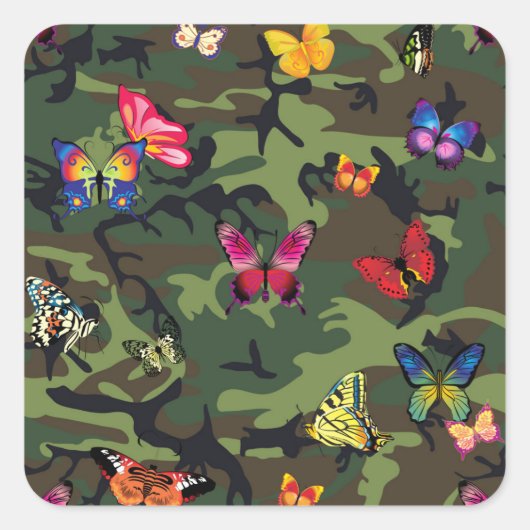 蝶カモフラージュ スクエアシール (正面)