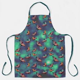 蝶カラフルとティール（緑がかった色）《写真》ぼけ味かわいいガーリーと エプロン