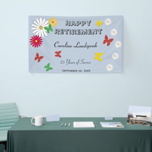 蝶カラフルとデイジーが退職  横断幕 (トレードショー)