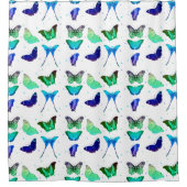 蝶カラフルとドットのシャワーカーテン シャワーカーテン (正面)