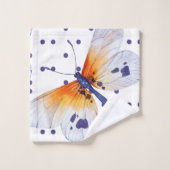 蝶カラフルとドット バスタオルセット (ウォッシュタオル)