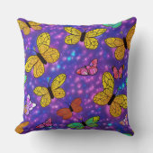 蝶カラフルとネオンホタル クッション (正面)