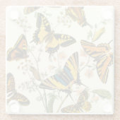 蝶カラフルと毛虫の集まり ガラスコースター (裏面)