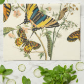 蝶カラフルと毛虫の集まり キッチンタオル (折り畳み)