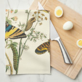 蝶カラフルと毛虫の集まり キッチンタオル (四つ折り)