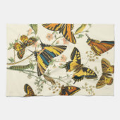 蝶カラフルと毛虫の集まり キッチンタオル (横)