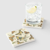 蝶カラフルと毛虫の集まり ストーンコースター (横)