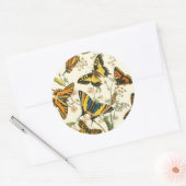 蝶カラフルと毛虫の集まり ラウンドシール (封筒)