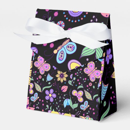 蝶カラフルと花かわいい フェイバーボックス (正面サイド)