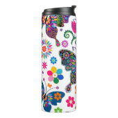 蝶カラフルと花のパターン タンブラー (回転左)