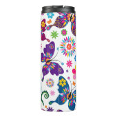 蝶カラフルと花のパターン タンブラー (裏面)