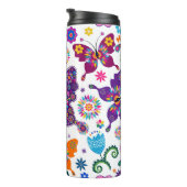 蝶カラフルと花のパターン タンブラー (回転右)