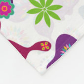 蝶カラフルと花のパターン フリースブランケット (角)