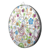 蝶カラフルと花の模様 ダーツボード (正面右)