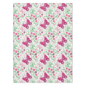 蝶カラフルと花の模様 テーブルクロス (正面)