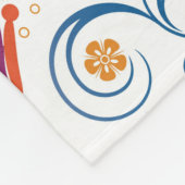 蝶カラフルと花の模様 フリースブランケット (角)