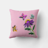 蝶カラフルと花 クッション (裏面)