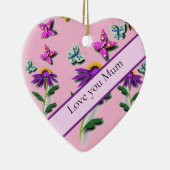 蝶カラフルと花 セラミックオーナメント (右)