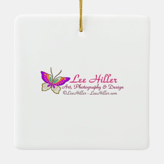 蝶カラフルと野サイケデリック花 セラミックオーナメント (裏面)