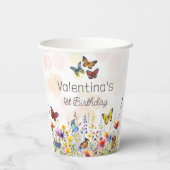 蝶カラフルと野花誕生日 紙コップ (裏面)