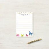 蝶カラフルと金ゴールド紙吹雪 ポストイット (デスク上)