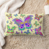 蝶カラフルな入れ墨のスタイル ランバークッション (ブランケット)